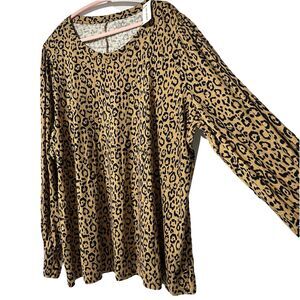 Lane Bryant Top Blouse Women’s 4XL 26/28  Animal Print Leopard Long Sleeve NWT